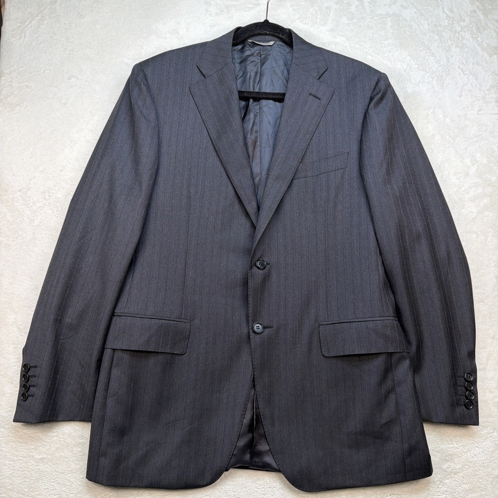 Canali Travel Blazer 38R Black Pinstripe Wool‎ Suit Jacket Business Italy